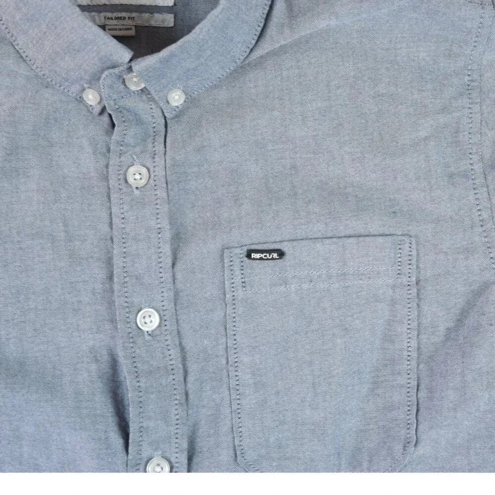Ripcurl Men's Classic Blue Chambray Tailored Fit Slim Long Sleeve Button Shirt M